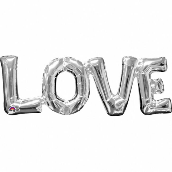 SUPER SHAPE ''LOVE'' SILVER FOIL BALLOON P35 63X22CM