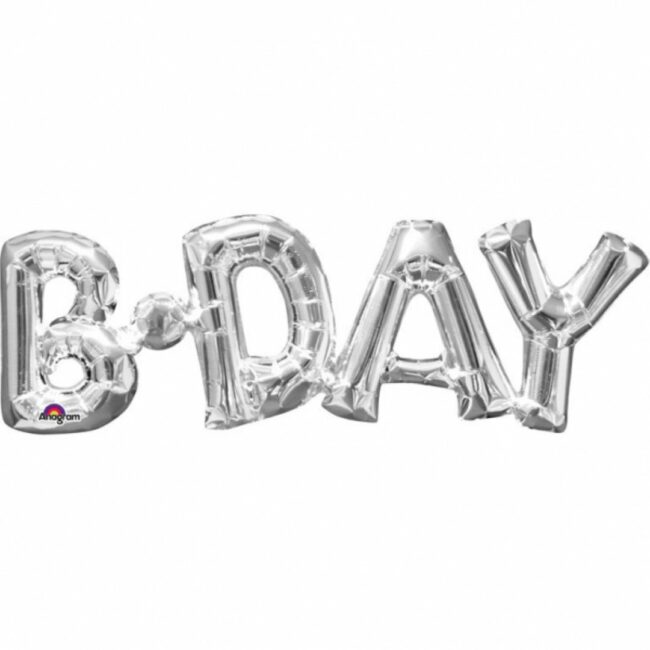 SUPER SHAPE PHRASE ''BIRTHDAY'' SILVER FOIL BALLOON P35 - 66X22CM