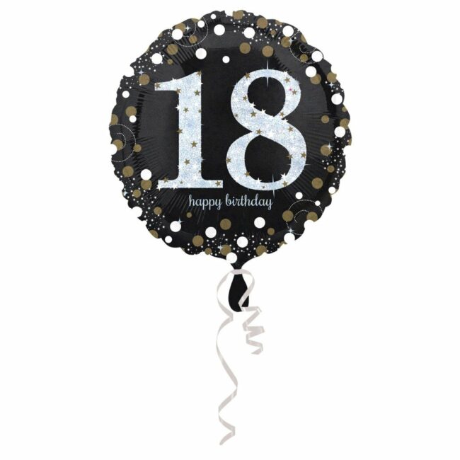 STANDARD SPARKLING BIRTHDAY 18 FOIL BALLOON ROUND S55 - 43CM