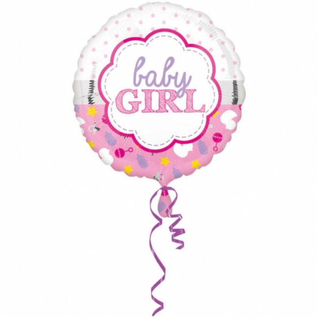 STANDARD BABY GIRL SCALLOP FOIL BALLOON ROUND S40 43CM