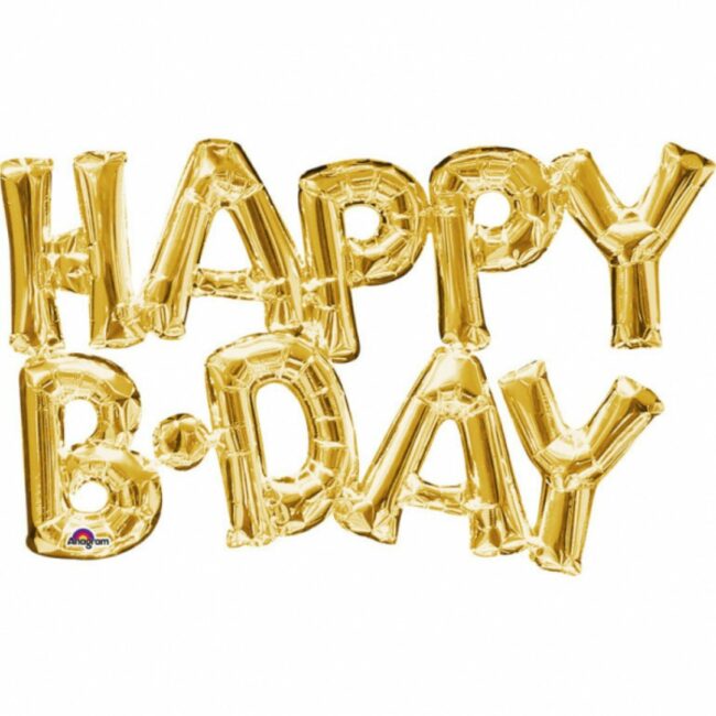 SUPER SHAPE  ''HAPPY BIRTHDAY'' GOLD FOIL BALLOON P60 - 76X48CM