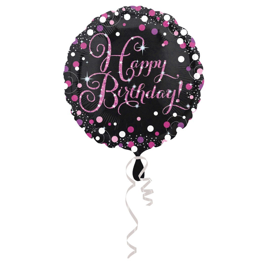 STANDARD HAPPY BIRTHDAY PINK CELEBRATION FOIL BALLOON ROUND S55 - 43CM