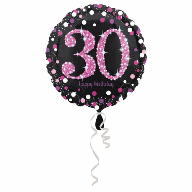 PINK CELEBRATION 30 FOIL BALLOON ROUND S55 - 43CM