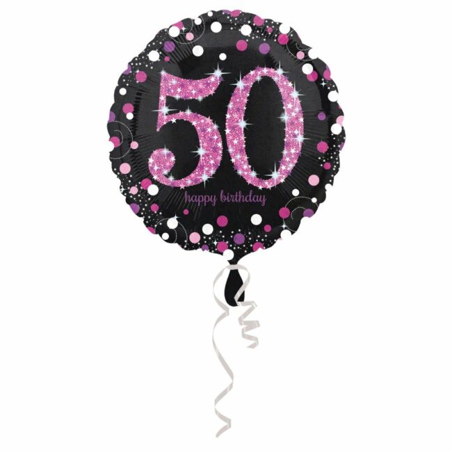 PINK CELEBRATION 50 FOIL BALLOON ROUND S55 - 43CM