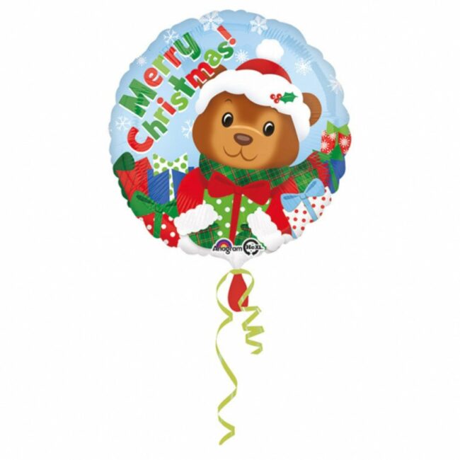 CHRISTMAS BEAR FOIL BALLOON ROUND S40 43CM