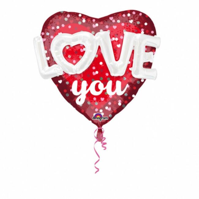 LOVE HEARTS & DOTS FOIL BALLOON P75 91CM