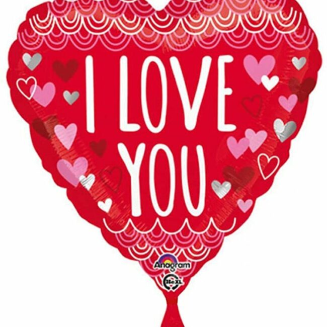 STANDARD I LOVE YOU SKETCHY SCALLOPS FOIL BALLOON HEART S40 43CM