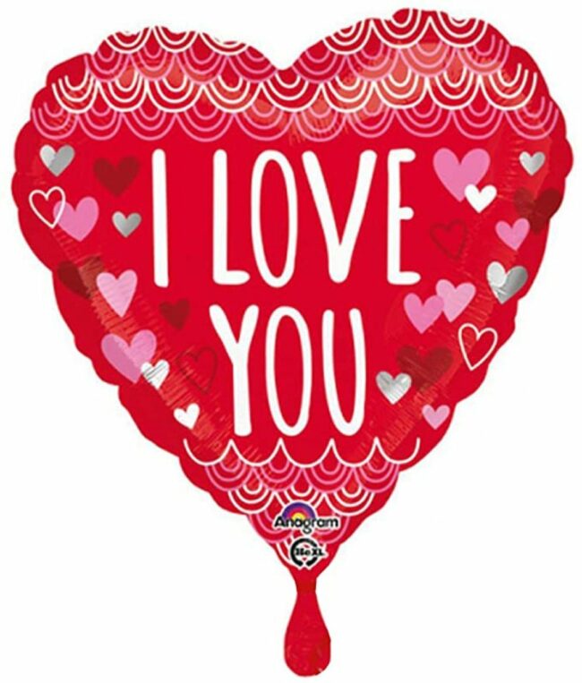 STANDARD I LOVE YOU SKETCHY SCALLOPS FOIL BALLOON HEART S40 43CM