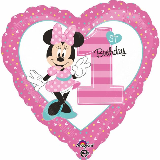 STANDARD MINNIE 1ST B-DAY FOIL BALLOON ROUND S60 - 43CM