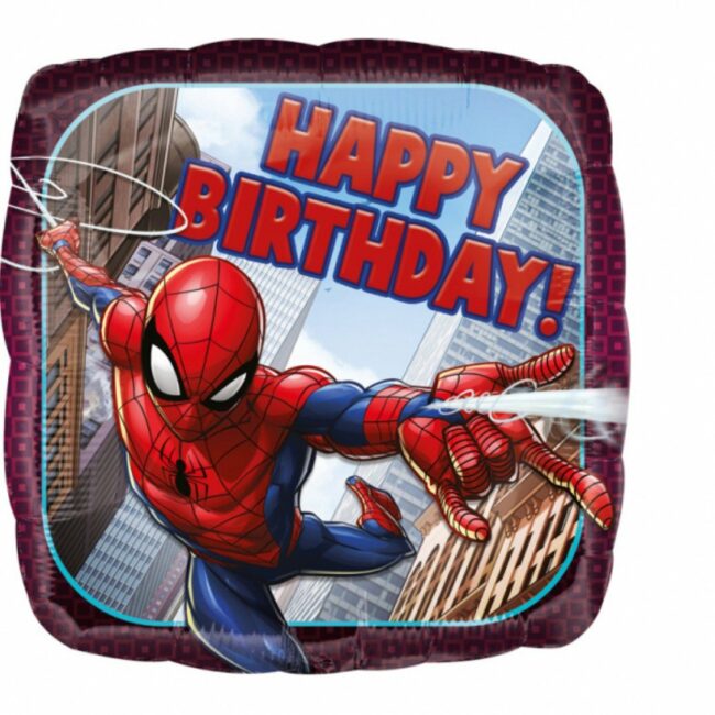 STANDARD SPIDERMAN HAPPY BIRTHDAY FOIL BALLOON SQUARE S60