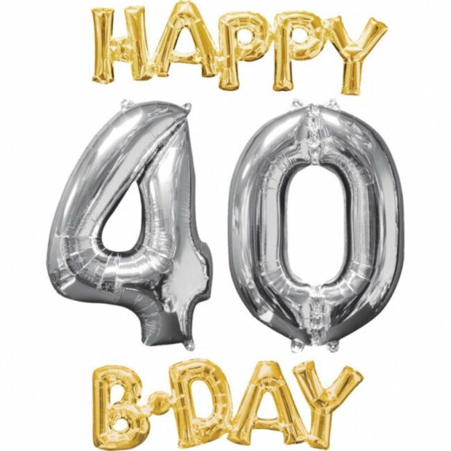 BALLOON BUNCH HAPPY BIRTHDAY 4-0 GOLD/SILVER P75 - 4PCS