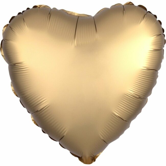 STANDARD SATIN LUXE GOLD SATEEN FOIL BALLOON HEART S15 43CM