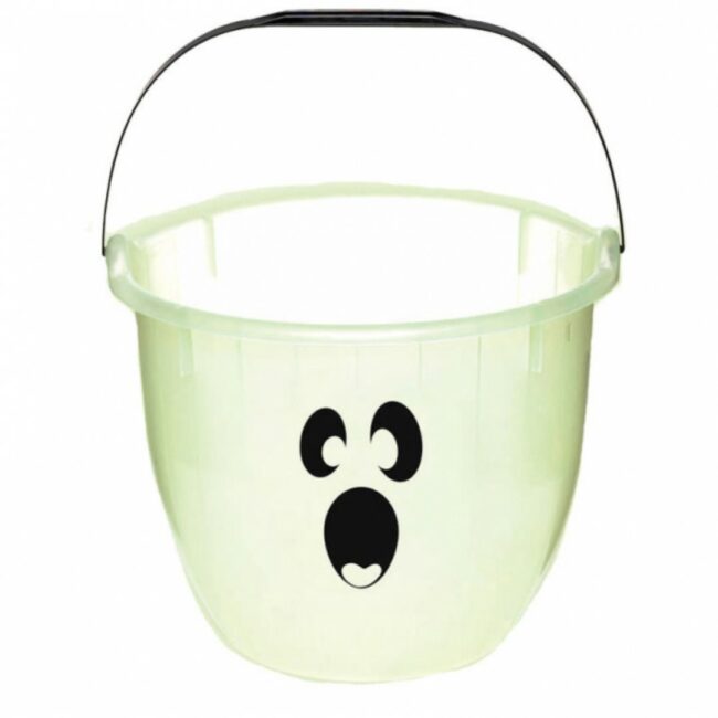 GHOST TREAT BUCKET PLASTIC 27.9X22.8X22.8CM