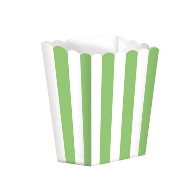 TREAT POPCORN BOXES STRIPES KIWI GREEN/WHITE 6.3X13.4X3.8CM 5PCS