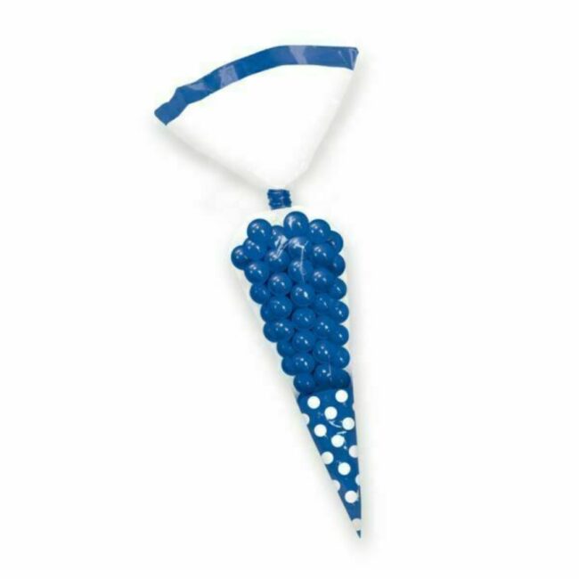 CONE PLASTIC BAG DOT ROYAL BLUE 8,8X27,2CM 10PCS