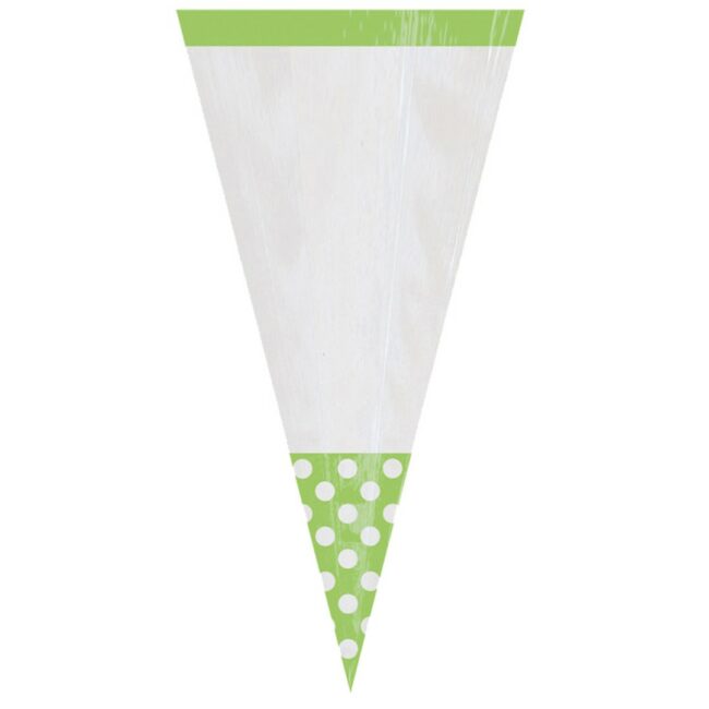 PARTY BAG CONE PLASTIC KIWI 27,2X8,8CM 10PCS