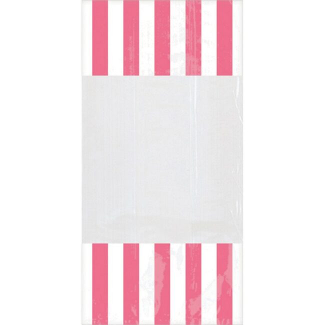 PARTY BAG PLASTIC STRIPE NEW PINK 24,8X12,8CM 10PCS