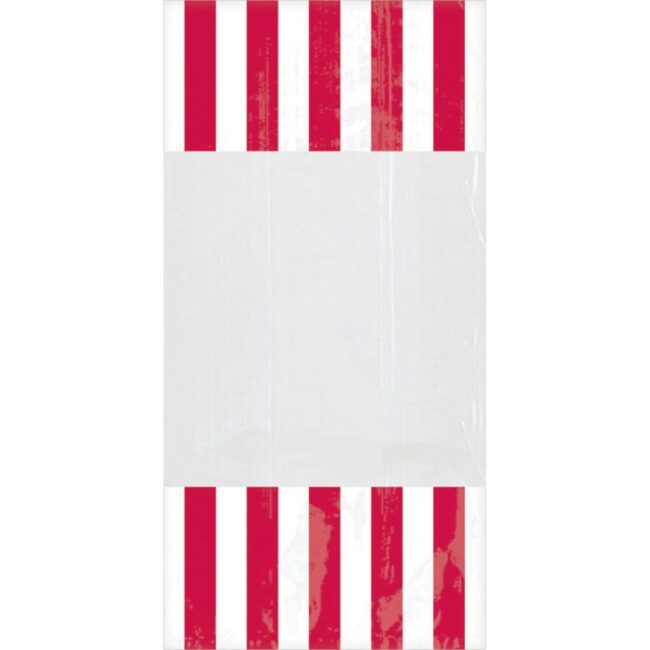 PARTY BAG PLASTIC STRIPE APPLE RED 24,8X12,8CM 10PCS