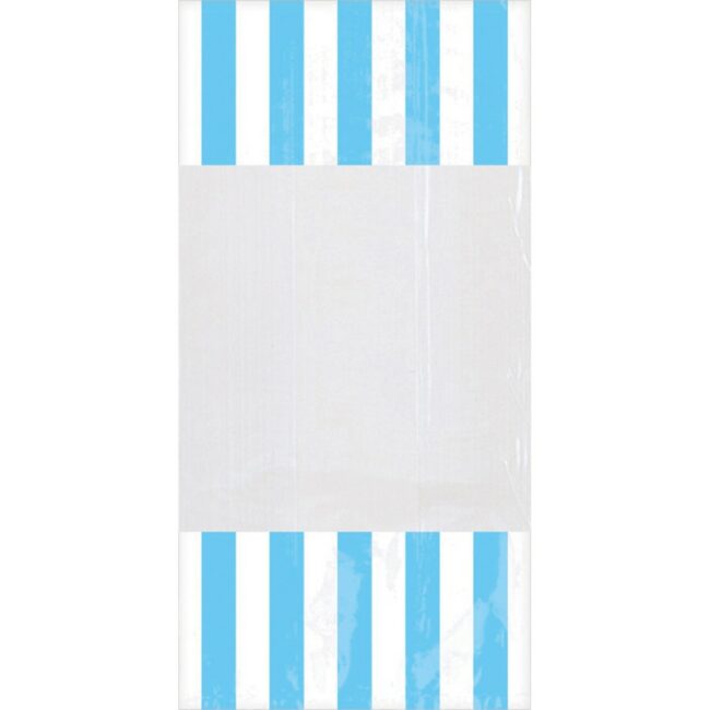 PARTY BAG PLASTIC STRIPE CARIBBEAN BLUE 24,8X12,8CM 10PCS