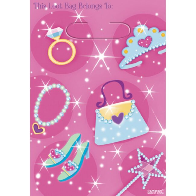 LOOTBAG PRINCESS PLASTIC 29.7X16.3CM - 8PCS