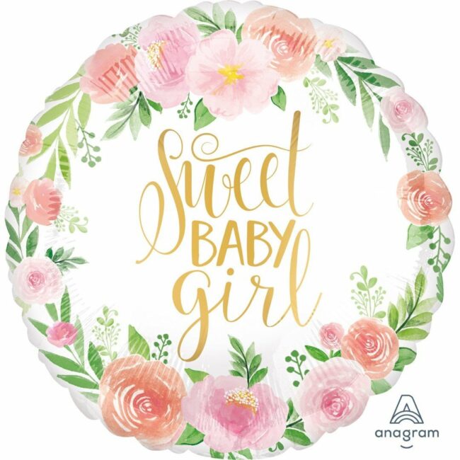 STANDARD FLORAL BABY GIRL FOIL BALLOON S40