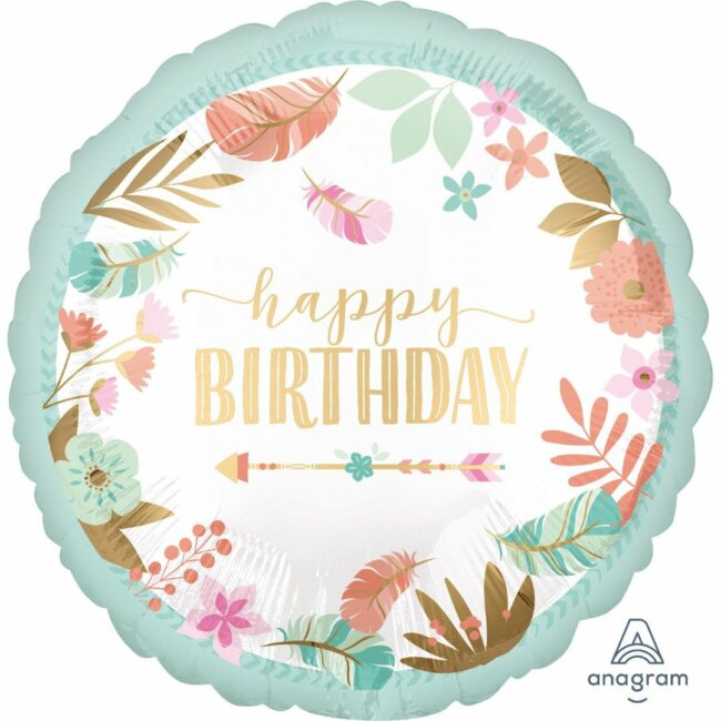 STANDARD BOHO BIRTHDAY GIRL SATIN FOIL BALLOON S40