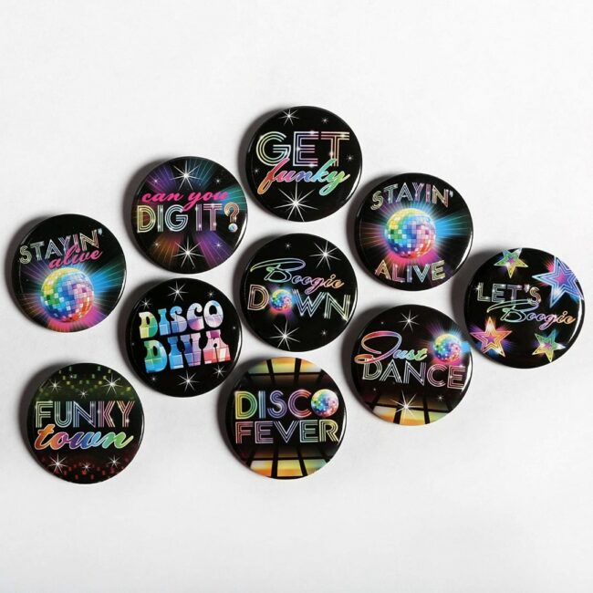 BUTTONS DISCO FEVER 70'S METALLIC 4.4CM - 10PCS