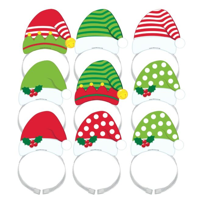 CHRISTMAS SANTA & ELF HEADBANDS 13.4X20.2CM 8PCS