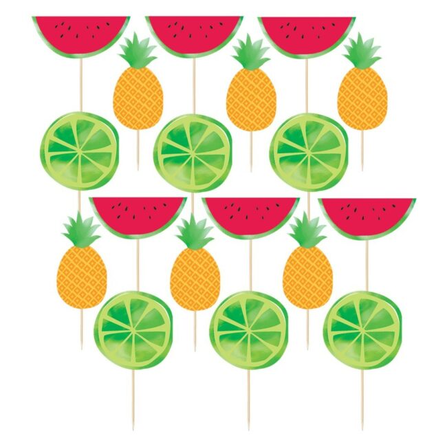 DELUXE FRUIT PICKS HELLO SUMMER 8.8CM - 24PCS