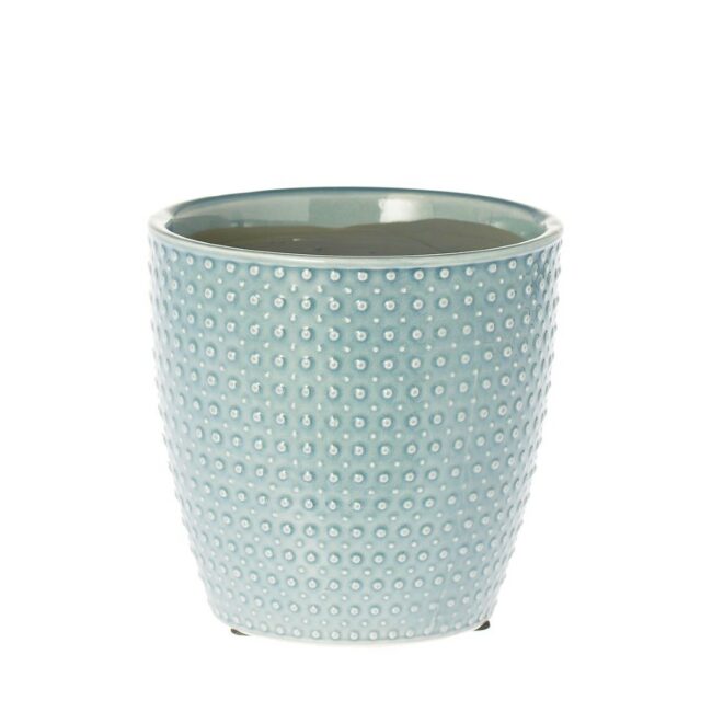 FLOWERPOT DOTS BLUE 14CM