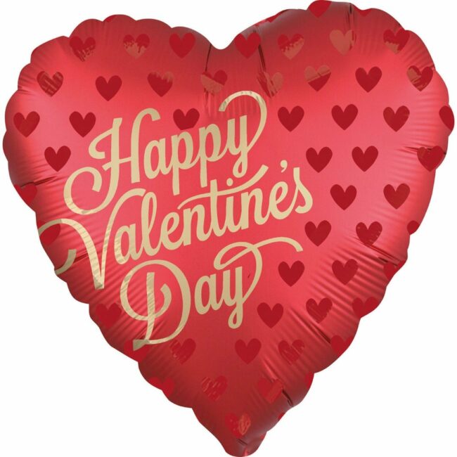 STANDARD SATIN INFUSED SANGRIA FOIL BALLOON HEART  HAPPY V-DAY S40