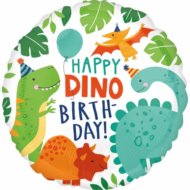 ROUND PARTY FOIL BALLOON DINOSAUR