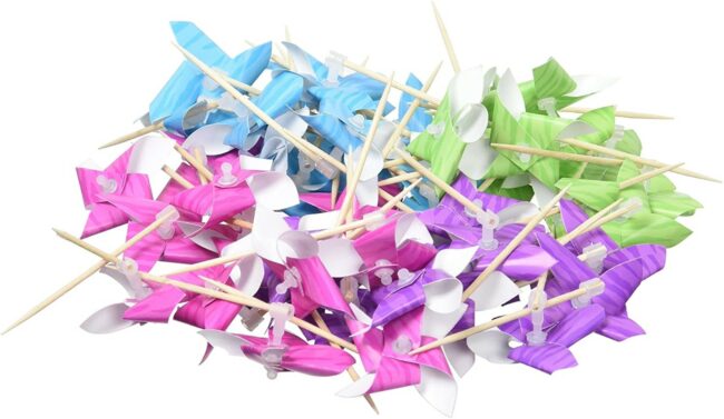 PINWHEEL PICKS ASSORTED 8.5CM -50PCS