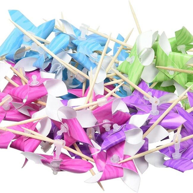 PINWHEEL PICKS ASSORTED 8.5CM -50PCS