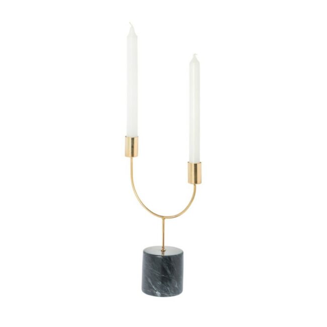CANDLE HOLDER MARBLE BLACK 18X8X30CM