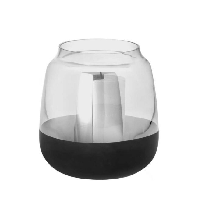 GLASS HURRICANE SENNA BLACK 14.5X14.5X16CM