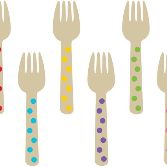 MINI WOODEN FORKS PAPER RAINBOW 12PCS