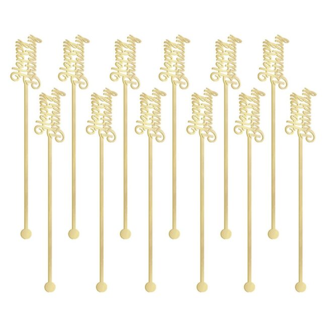 COCKTAIL STIRRERS CONFETTI FUN PLASTIC 19CM 12PCS