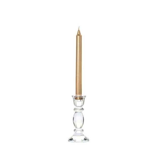 GLASS CANDLE HOLDER CHIC CLEAR 7.6X7.6X16CM