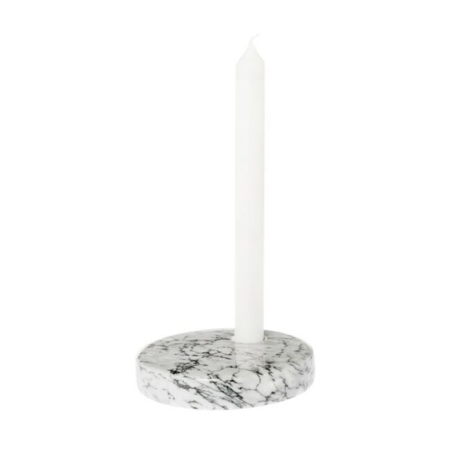 CANDLE HOLDER MARBLE LIGHT GREY 12X12X3CM