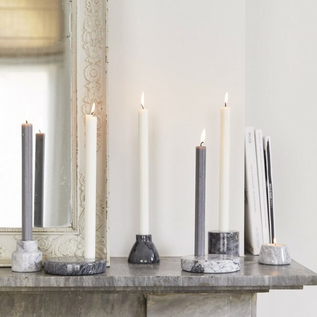 CANDLE HOLDER MARBLE LIGHT GREY 12X12X3CM - Image 3
