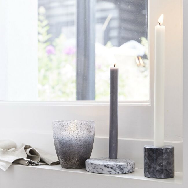 CANDLE HOLDER MARBLE LIGHT GREY 12X12X3CM - Image 2