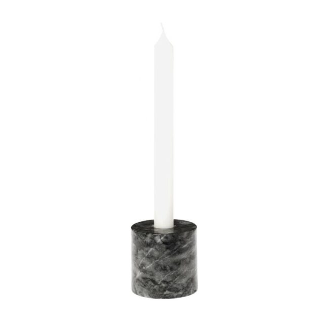 CANDLE HOLDER MARBLE DARK GREY 7X7X7.5CM