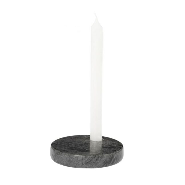CANDLE HOLDER MARBLE DARK GREY 12X12X3CM
