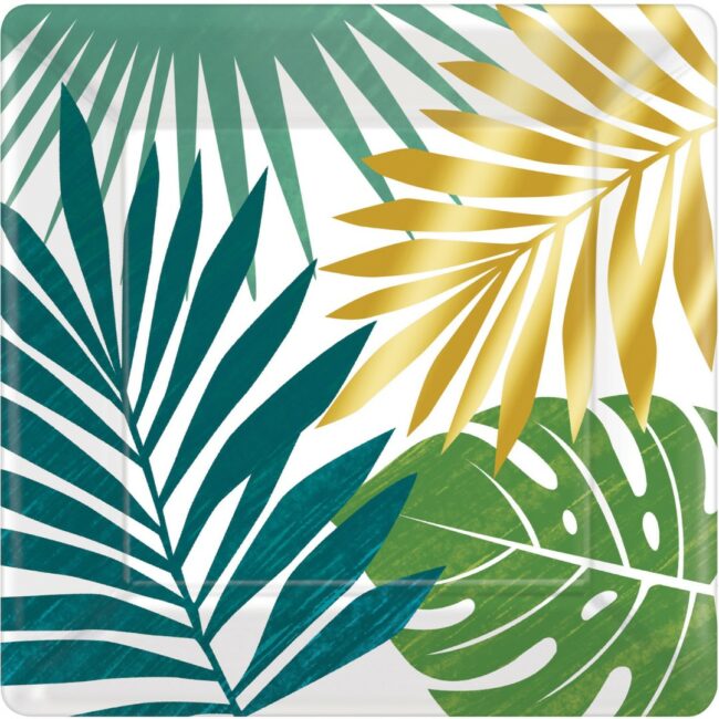 PLATES KEY WEST PAPER SQUARE 17.7X17.7CM - 8PCS