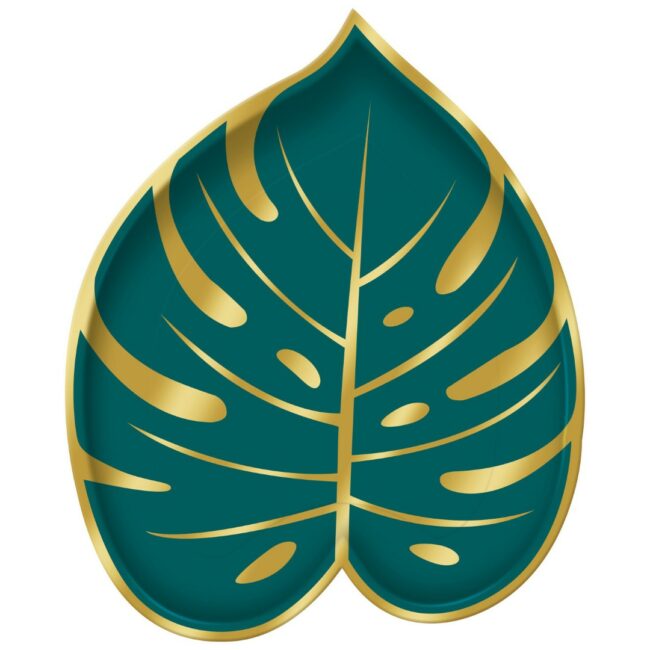 PLATES PALM LEAF SHAPED KEY WEST PAPER 18.2X22.22CM - 8PCS