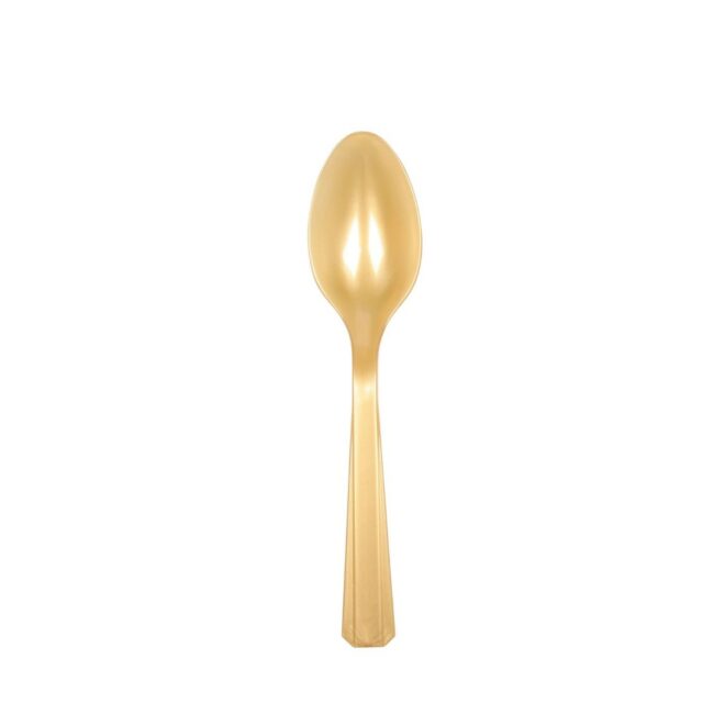 PLASTIC SPOONS GOLD 14.7CM 10PCS