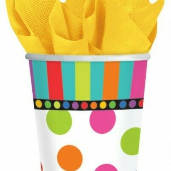 CUPS DOTS AND STRIPES 266ML - 8PCS