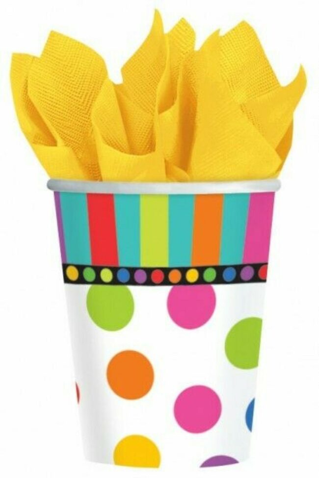 CUPS DOTS AND STRIPES 266ML - 8PCS