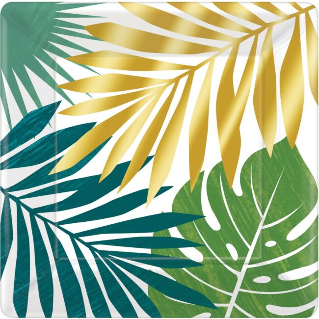 PLATES KEY WEST PAPER SQUARE 25.4X25.4CM - 8PCS